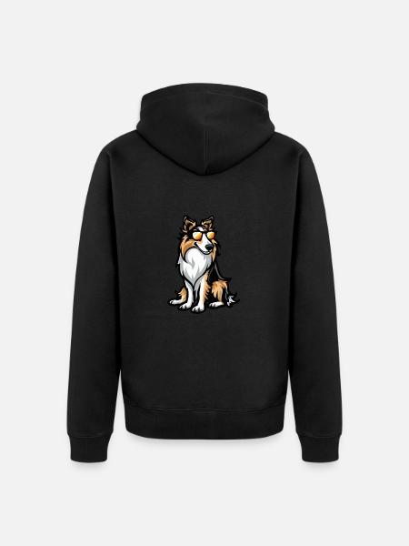 Border Collie dog - Unisex Premium Organic Zip Hoodie - black