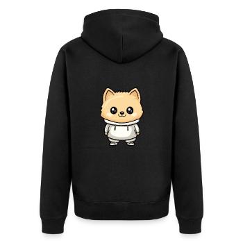 Zwergspitz Hund Lustig Pomeranian - Unisex Premium Bio Zip Hoodie - Schwarz - Hinten - Nico (187cm)