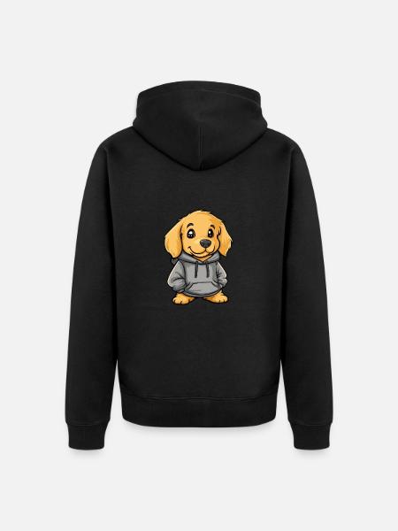 Golden Retriever Dog Funny - Unisex Premium Organic Zip Hoodie - black