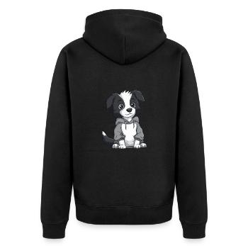 Border Collie Chien Drôle - Veste à capuche bio Premium Unisexe - noir - Dos - Nico (187cm)