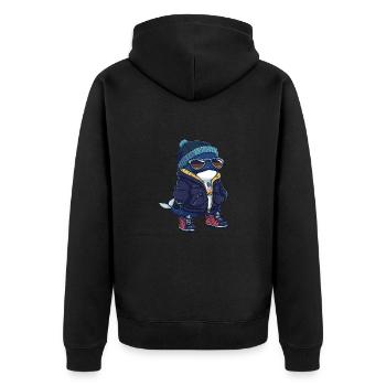 Wal Cool Comic - Unisex Premium Bio Zip Hoodie - Schwarz - Hinten - Nico (187cm)