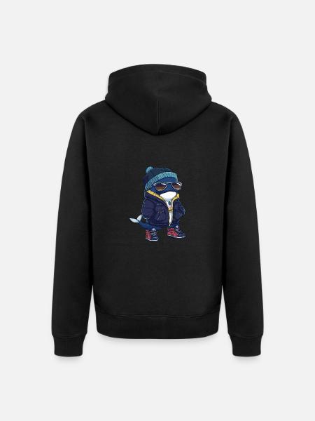 Whale Cool Comic - Unisex Premium Organic Zip Hoodie - black