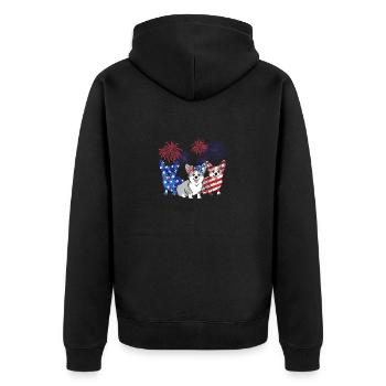 4 juillet Drapeau américain Corgi Patriotic Dog - Veste à capuche bio Premium Unisexe - noir - Dos - Nico (187cm)