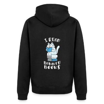 J’ai lu des livres interdits Cat - Veste à capuche bio Premium Unisexe - noir - Dos - Nico (187cm)