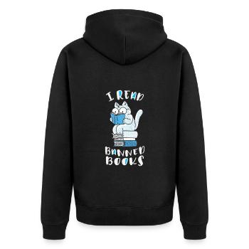 J’ai lu des livres interdits Cat - Veste à capuche bio Premium Unisexe - noir - Dos - Nico (187cm)