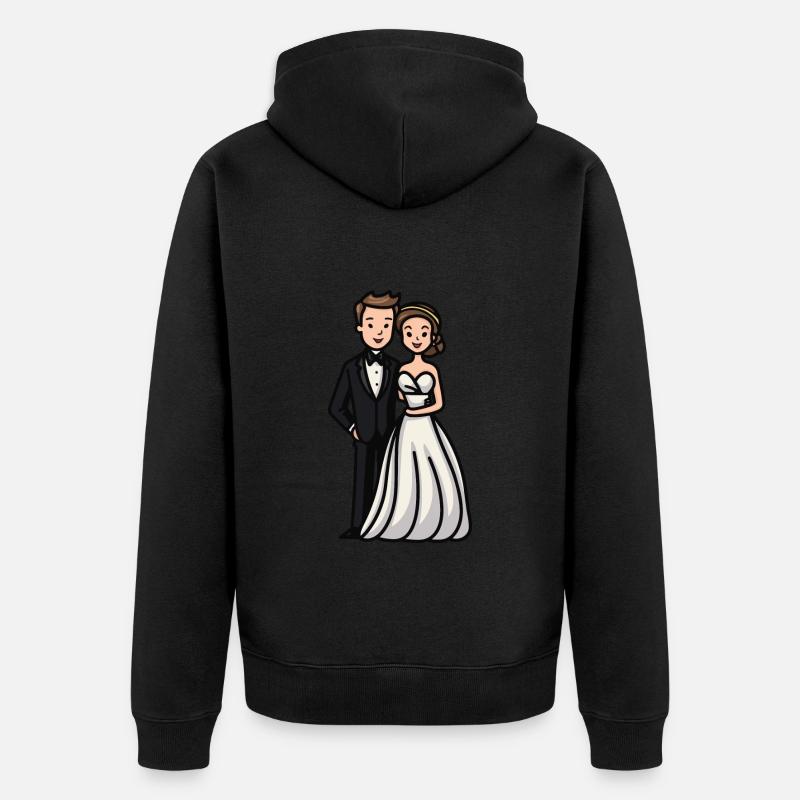 Mariage mariée marié jeunes mariés - Veste à capuche bio Premium Unisexe - noir