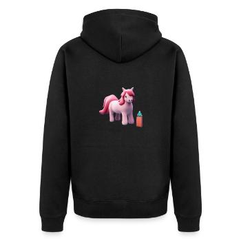 Pink Pony - Cartoon Character - Unisex Premium Organic Zip Hoodie - black - Back - Nico (187cm)