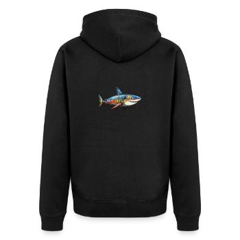 Australia - Shark - Unisex Premium Organic Zip Hoodie - black - Back - Nico (187cm)