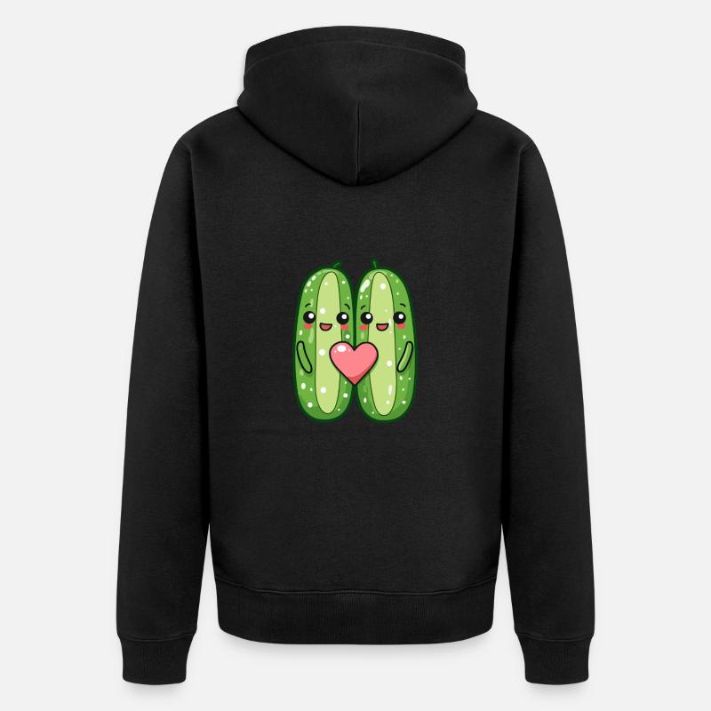 Concombre Couple Amour Coeur Drôle - Veste à capuche bio Premium Unisexe - noir
