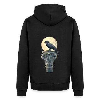 Raven - Unisex Premium Organic Zip Hoodie - black - Back - Nico (187cm)