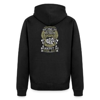 Axt Walhalla Valhall Wikinger Vikings Geschenk - Unisex Premium Bio Zip Hoodie - Schwarz - Hinten - Nico (187cm)