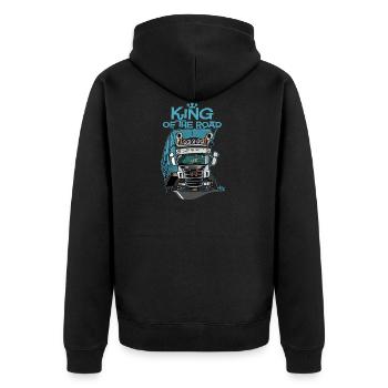 323 King of the road (on dark) - Unisex Premium Organic Zip Hoodie - black - Back - Nico (187cm)