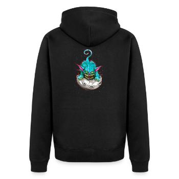 SPACE CAT - Unisex Premium Organic Zip Hoodie - black - Back - Nico (187cm)