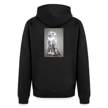 Eule - Unisex Premium Bio Zip Hoodie - Schwarz - Hinten - Nico (187cm)