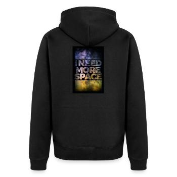 I need more space poster - Unisex Premium Bio Zip Hoodie - Schwarz - Hinten - Nico (187cm)