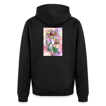 Bunte Blumen - Unisex Premium Bio Zip Hoodie - Schwarz - Hinten - Nico (187cm)