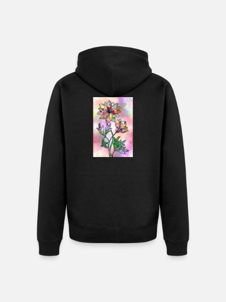 Bunte Blumen - Unisex Premium Bio Zip Hoodie - Schwarz