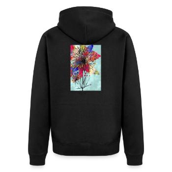 Colorful flower - Unisex Premium Organic Zip Hoodie - black - Back - Nico (187cm)