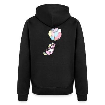 Einhorn Luftballons - Unisex Premium Bio Zip Hoodie - Schwarz - Hinten - Nico (187cm)