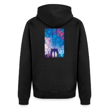 01 Brooklyn Bridge Poster Margarita Art - Unisex Premium Organic Zip Hoodie - black - Back - Nico (187cm)