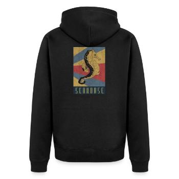 Seepferdchen Retro Seepferd Geschenk - Unisex Premium Bio Zip Hoodie - Schwarz - Hinten - Nico (187cm)