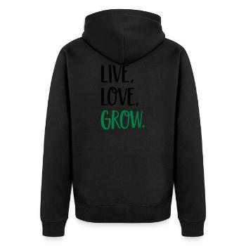 Garten - Unisex Premium Bio Zip Hoodie - Schwarz - Hinten - Nico (187cm)