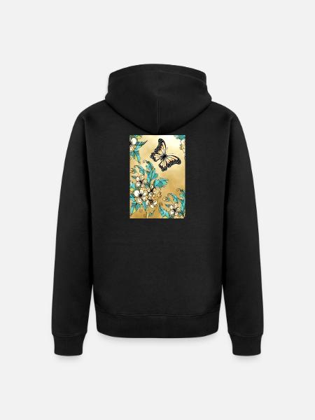 butterfly - Unisex Premium Organic Zip Hoodie - black
