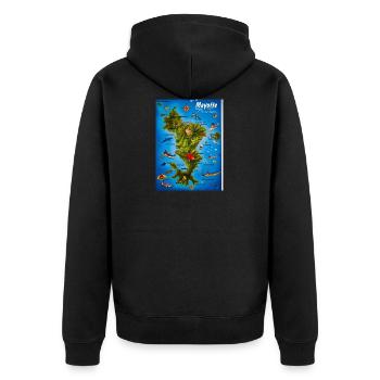 mayotte styls - Unisex Premium Bio Zip Hoodie - Schwarz - Hinten - Nico (187cm)
