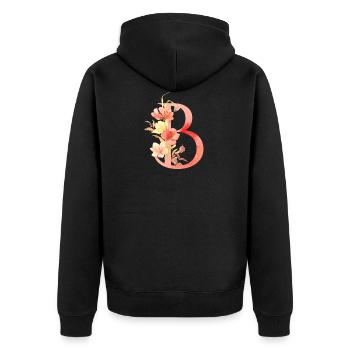 Buchstabe B - Unisex Premium Bio Zip Hoodie - Schwarz - Hinten - Nico (187cm)