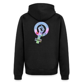 Girlpower Frauenrechte Feminismus - Unisex Premium Bio Zip Hoodie - Schwarz - Hinten - Nico (187cm)