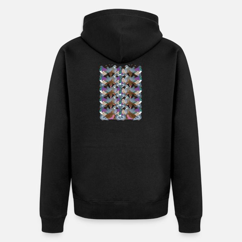 Psychedelic Pigeon Friends - Veste à capuche bio Premium Unisexe - noir