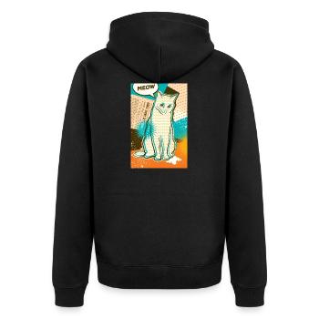 Cat MEOW, pop art, collage - Unisex Premium Organic Zip Hoodie - black - Back - Nico (187cm)