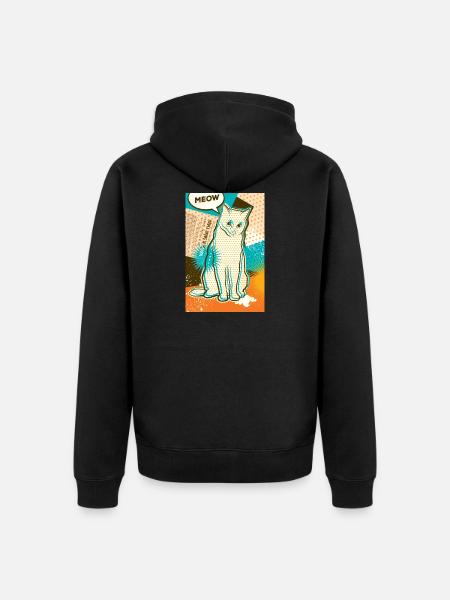 Cat MEOW, pop art, collage - Unisex Premium Organic Zip Hoodie - black