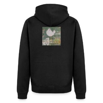 johnny vanni woodstock - Unisex Premium Bio Zip Hoodie - Schwarz - Hinten - Nico (187cm)