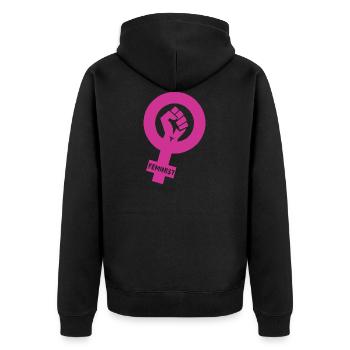 Feminist - feminist - Unisex Premium Organic Zip Hoodie - black - Back - Nico (187cm)