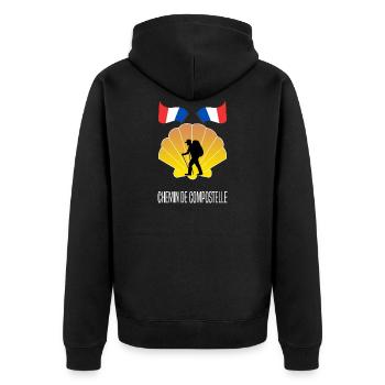 Randonnée chemin de Compostelle - Veste à capuche bio Premium Unisexe - noir - Dos - Nico (187cm)