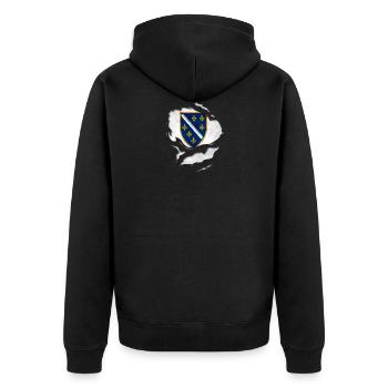 Bosna i Hercegovina Wappen - Unisex Premium Bio Zip Hoodie - Schwarz - Hinten - Nico (187cm)