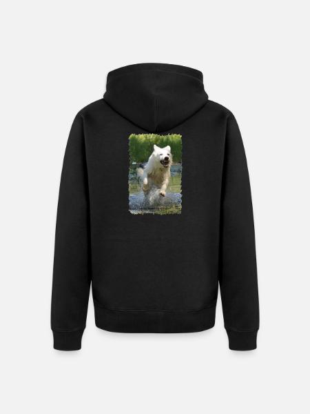 White Shepherd Dog - Unisex Premium Organic Zip Hoodie - black