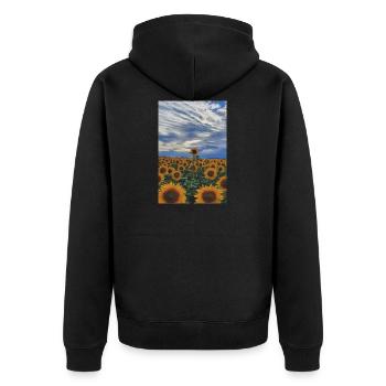 Sonnenblume Blume Sonne Geschenk Landschaft Natur - Unisex Premium Bio Zip Hoodie - Schwarz - Hinten - Nico (187cm)