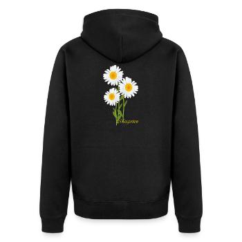 Margeriten, Blumen - Unisex Premium Bio Zip Hoodie - Schwarz - Hinten - Nico (187cm)