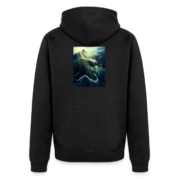 Dame du lac présentant Excalibur - Veste à capuche bio Premium Unisexe - noir - Dos - Nico (187cm)
