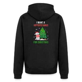 Hippopotamus for Christmas Hippo-Liebhaber Gift - Unisex Premium Bio Zip Hoodie - Schwarz - Hinten - Nico (187cm)