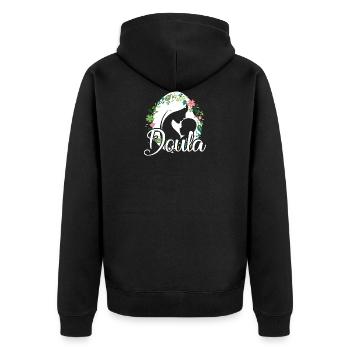 Doula Geburts Coach Geburtshelferin Babygeburt - Unisex Premium Bio Zip Hoodie - Schwarz - Hinten - Nico (187cm)