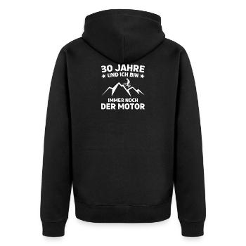 30. Geburtstag Biker Mountainbike 30. Jahre - Unisex Premium Bio Zip Hoodie - Schwarz - Hinten - Nico (187cm)