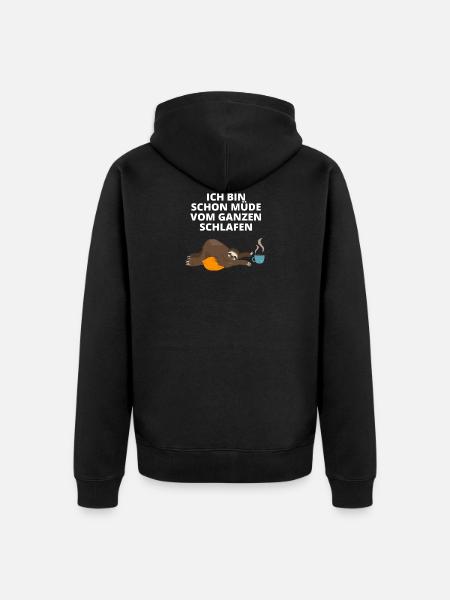 Funny sloth saying - Unisex Premium Organic Zip Hoodie - black