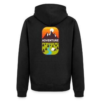Abenteuer - Unisex Premium Bio Zip Hoodie - Schwarz - Hinten - Nico (187cm)