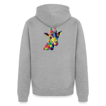 Verrückte Giraffe - Unisex Premium Bio Zip Hoodie - Grau meliert - Hinten - Nico (187cm)