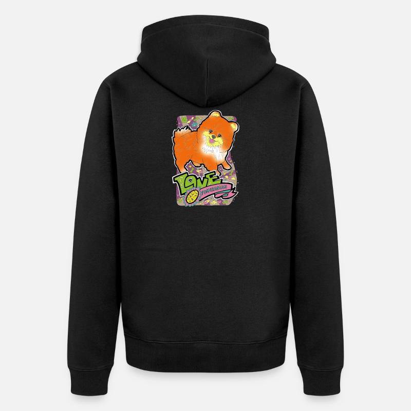 J’adore les petits chiens. poméranien. SD 14 - Veste à capuche bio Premium Unisexe - noir