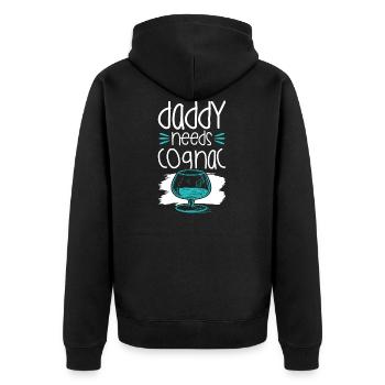 cognac papa drink - Unisex Premium Bio Zip Hoodie - Schwarz - Hinten - Nico (187cm)