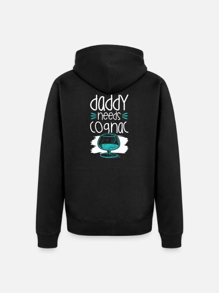 cognac papa drink - Unisex Premium Bio Zip Hoodie - Schwarz